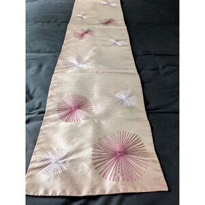 Thro by Marlo Lorenz Table Runner Dresser Scarf Pink Embroidered Sunburst 72x13